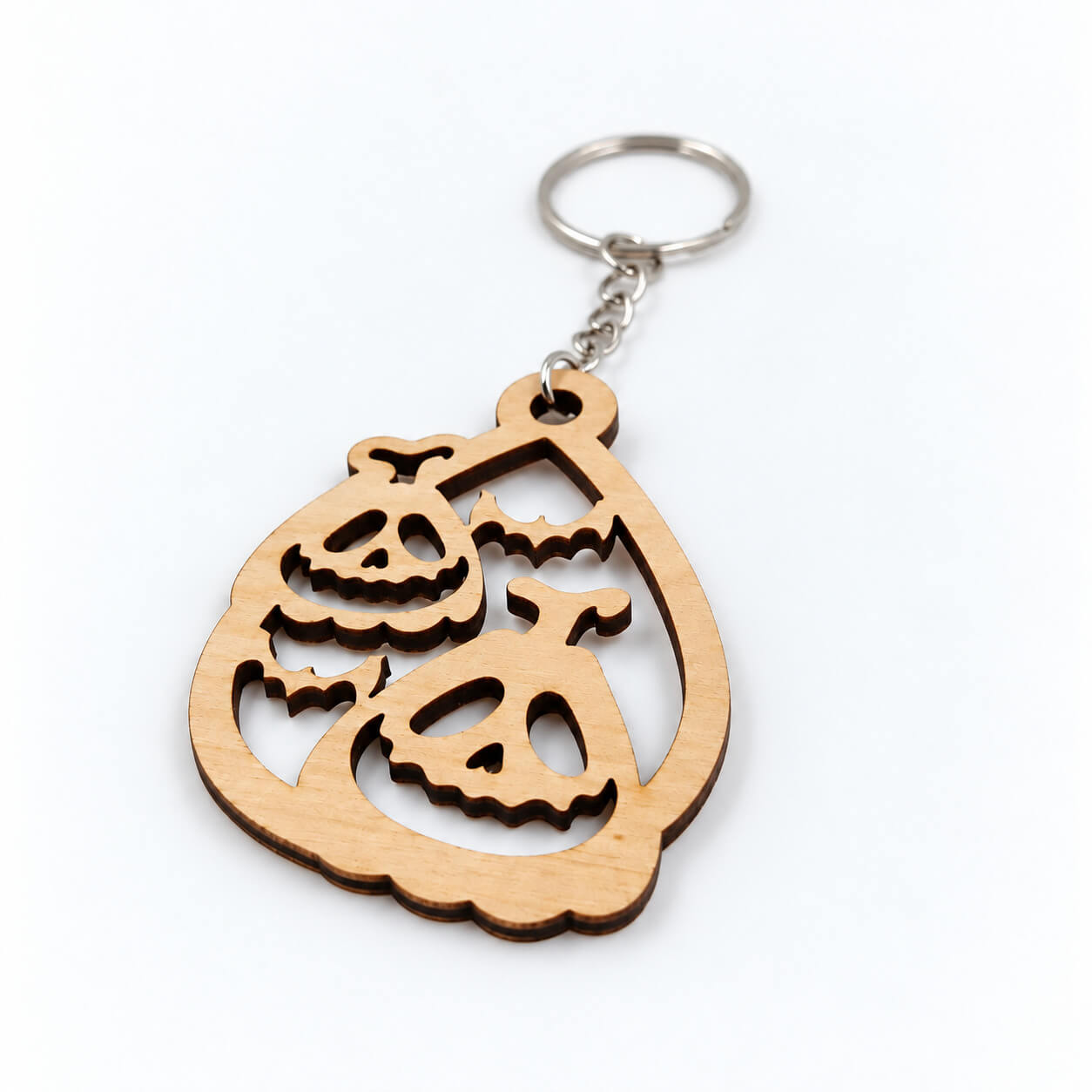 Halloween ξύλινο μπρελόκ σταγόνα με δύο κολοκύθες