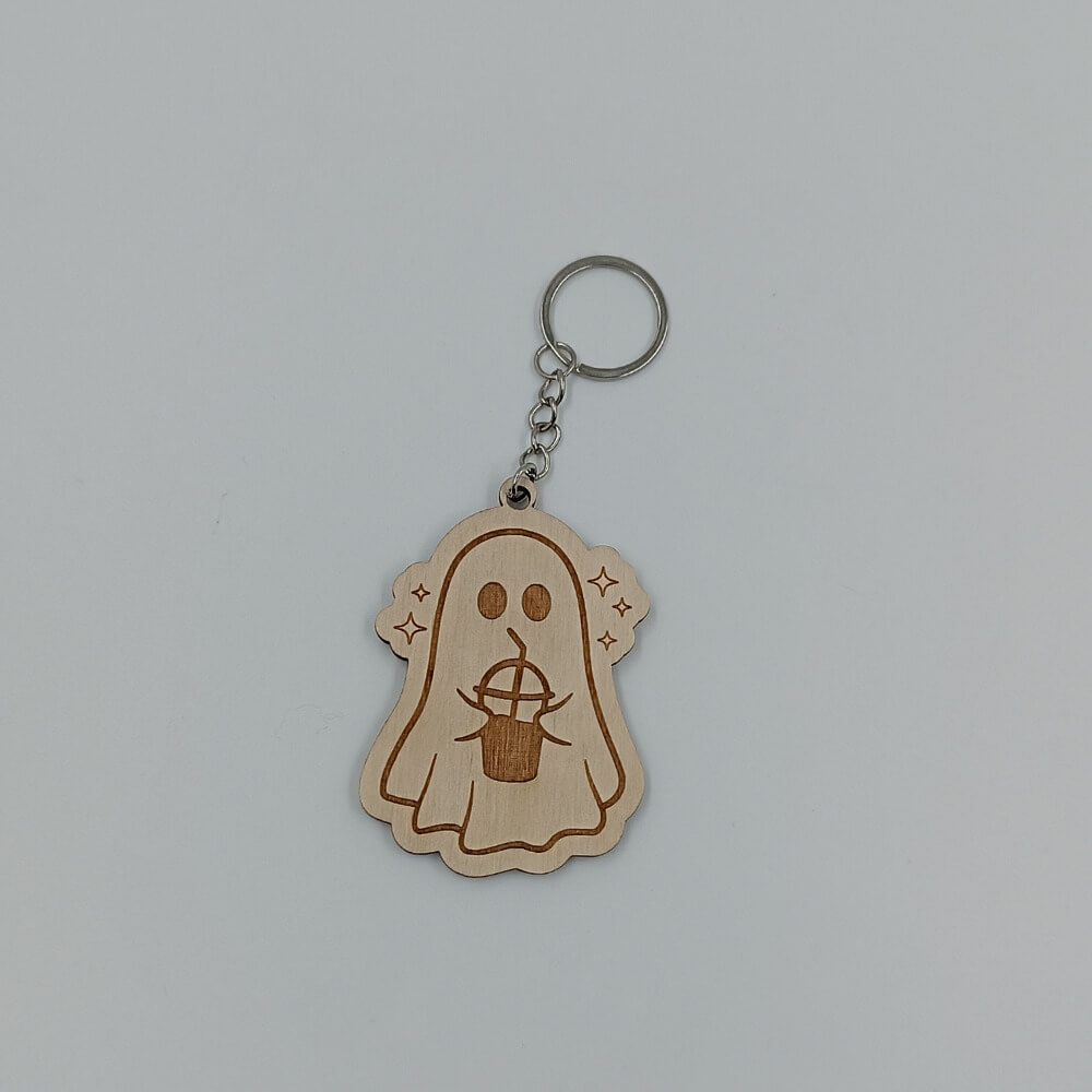 Ξύλινο Halloween μπρελόκ με φαντασματάκι Suga Style