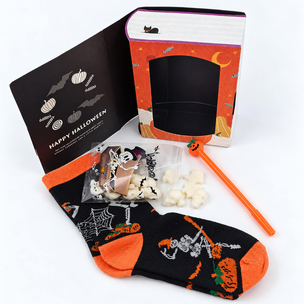 Halloween Gift Box Suga Style με κάλτσες, wax melts κρανία και μολύβι κολοκύθα