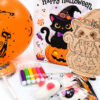 Παιδικό Halloween σετ δημιουργικής απασχόλησης με ξύλινες κολοκύθες και μαρκαδόρους