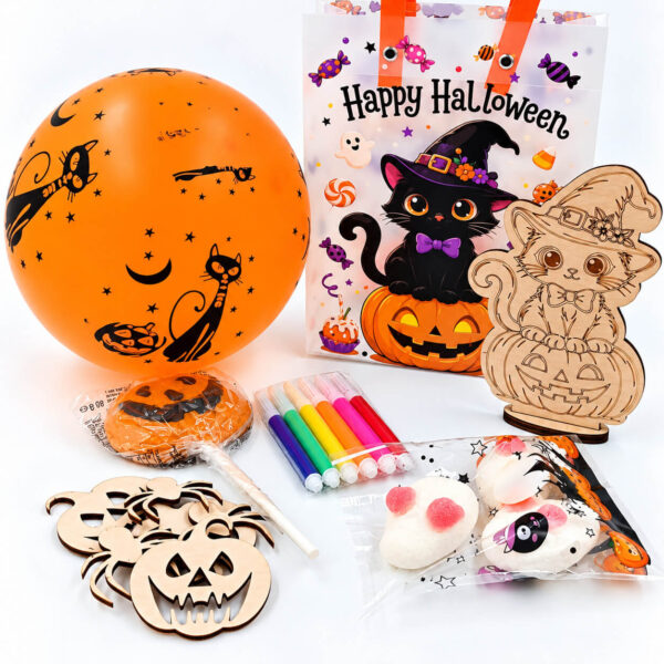 Παιδικό Halloween σετ δημιουργικής απασχόλησης με ξύλινες κολοκύθες και μαρκαδόρους