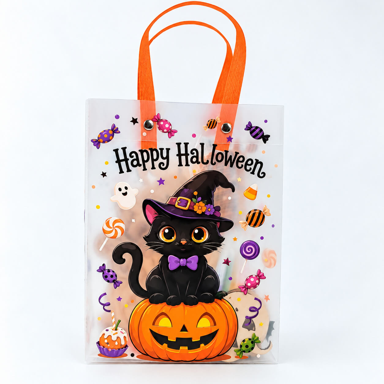 Ξύλινη φιγούρα γάτας Halloween με καπέλο μάγισσας για ζωγραφική